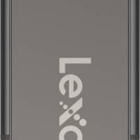 Lexar Jumpdrive Dual Drive D400 Type-C / Type-C & Type-A 64GB USB flash drive, metallic, top view with white background.