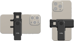 The SmallRig 4367 Smartphone Vlog Tripod Kit VK-30 Advanced Version holds two smartphones horizontally and vertically, and displays the devices from behind when the mounts are securely fastened.