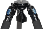Close-up of the top of the Sirui AR-3204 carbon fibre tripod with black legs, blue locking levers and the model number AR-3204 in the middle.