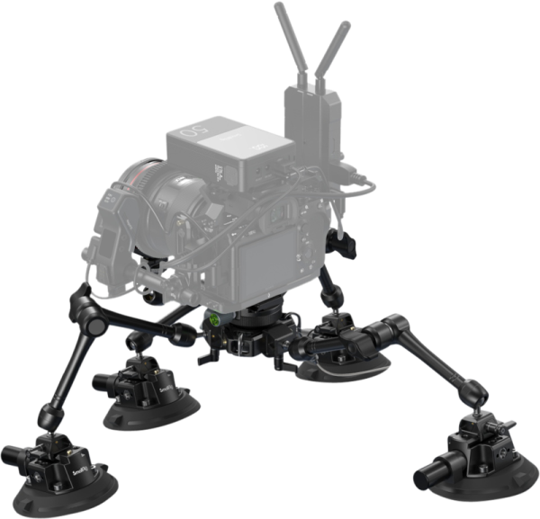 The SmallRig 3565 All-in-One 4-arm suction cup camera mount kit (SC-15K) includes a stable stand with four adjustable suction cup feet for secure shooting, and a semi-transparent design to highlight the support system.