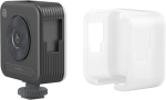 SmallRig 4367 Smartphone Vlog Tripod Kit VK-30 Advanced Version, a compact black unit with a round textured front and power button, is displayed next to a translucent white protective case against a plain background.