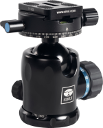 The Sirui MT-20 Ballhead is a black tripod mount with adjustment knobs, degree markings and the Sirui logo, designed for stable camera support and precise positioning.