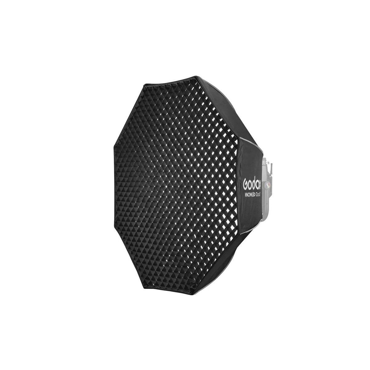 Godox Octa Softbox 120cm for P300R, octagonal black studio lighting softbox with honeycomb grid, shown isolated on a white background.