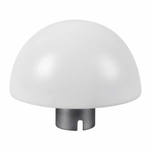 Godox Witstro Diffusor Ball -valaisimessa on valkoinen, kupolimainen muotoilu, jossa on sileä pinta. Minimalistinen ja moderni, se tarjotaan ilman metallista pohjaa tai metalliosia.
