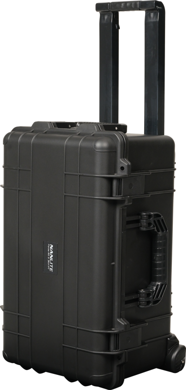 NANLITE Forza 60B II 3 Kit Bi-color Spot Light - LED light is supplied in a black hard shell roll-up case with retractable and side handle, designed for durable and protective transportation.