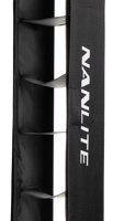 NANLITE Barndoor with eggcrate for Pavotube II 30X on suorakulmainen LED-valonmuokkain, jossa on musta ritilä ja Nanlite-tuotemerkki ja joka on suunniteltu valonvalon hallintaan valokuvaus- tai videovalaistusasetuksissa.