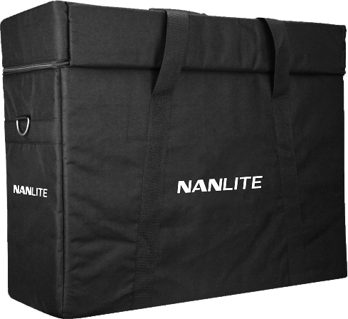 Spacious black rectangular carrying case with handles and white "NANLITE" on the front, designed for SA series devices.
