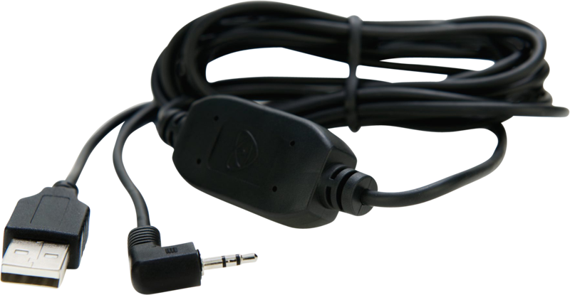 X-Rite i1DisplayPro -laitteessa käytettävässä ATOMOS-USB-sarjaliitäntäisessä 2 metrin kalibrointikaapelissa on musta kierre, jossa on USB-liitin, 3,5 mm:n suorakulmainen 3,5 mm:n liitin ja inline-ohjausmoduuli.