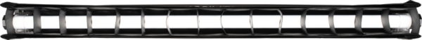 Lähikuvassa ylhäältä alas NANLITE Barndoor with eggcrate for Pavotube II 30X, jossa on musta ristikkorakenne, jossa on useita pystysuoria ja vaakasuoria säleitä valkoista taustaa vasten.