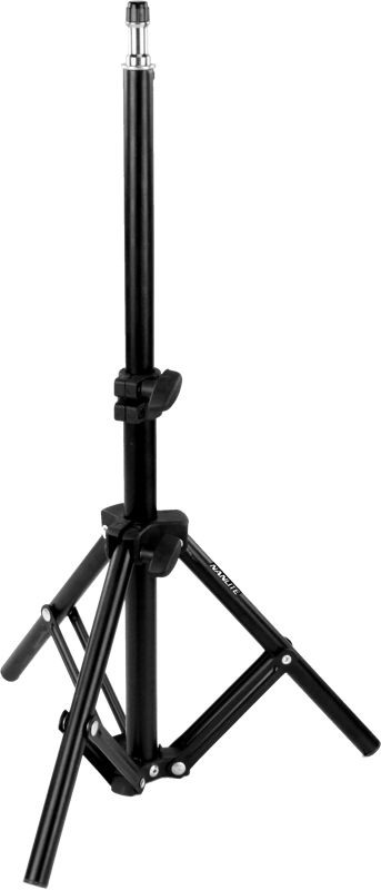 The NANLITE LS-60 Light Stand is a black adjustable tripod stand with three outward-facing legs, a central pole and a height locking mechanism.