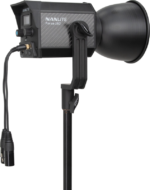NANLITE DMX adapter cable with 3.5 mm cable on a white base with connectors and robust construction for reliable DMX signal transmission.