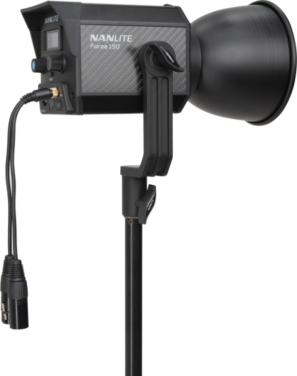 NANLITE DMX adapter cable with 3.5 mm cable on a white base with connectors and robust construction for reliable DMX signal transmission.