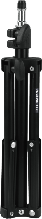 Black folded NANLITE LS-60 light stand with metal hinges and silver fixing screw at the top, against a white background.