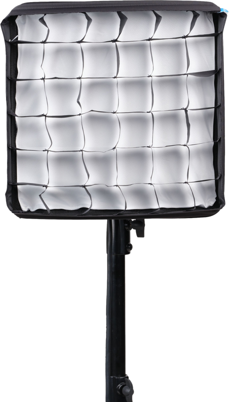 The NANLITE PavoSlim 60C RGBWW LED panel is a rectangular studio light with grating mount and black stand, ideal for professional photography or video lighting.