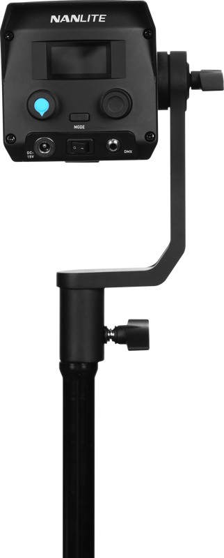 The NANLITE Forza 60C RGBLAC LED 3 Light Kit features a studio lighting control panel on a black stand with digital display, buttons, controls and input connections.