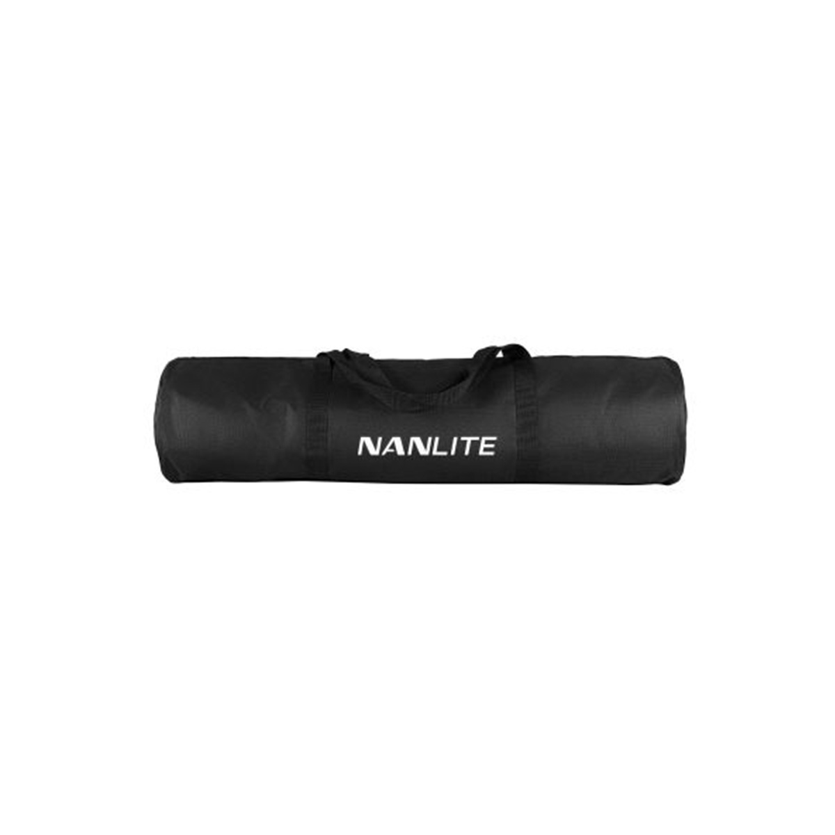 Black cylindrical NANLITE carrying case for SB-PR-90-Q Softbox with handles and white NANLITE branding on the side, shown against a white background.