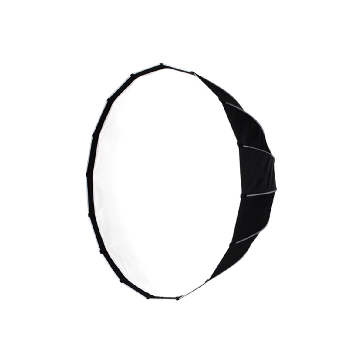 NANLITE Replacement SB-PR-120-Q Exterior Lite Diffuser, suuri kahdeksankulmainen softbox, jossa on valkoinen diffuusori ja mustat sivut ammattimaiseen valokuvausvalaistukseen, on esillä valkoista taustaa vasten.