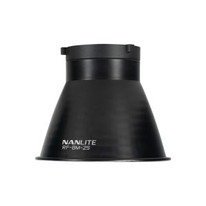Black NANLITE 45° reflector with FM mount, with wide conical shape and model name in white near the base, designed for photography and videography.