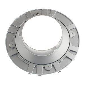 Godox Octa Softbox 120cm is a round, grey lighting fixture with a central opening and raised edges with several grooves and recesses on its perimeter.