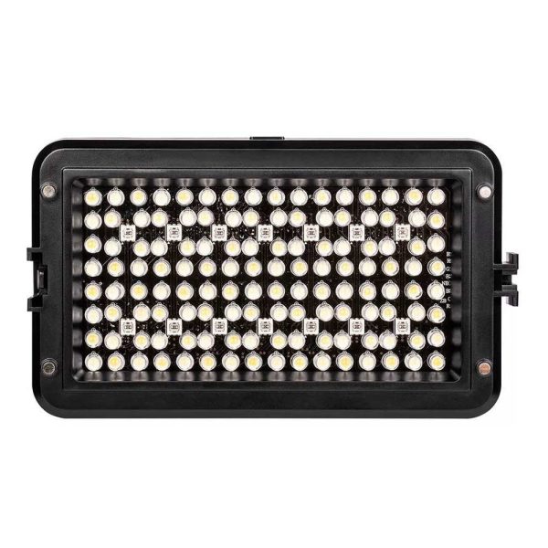 The Viltrox RB10 LED luminaire is a rectangular black LED spotlight with several small, round LED bulbs arranged in rows, front-facing against a white background.