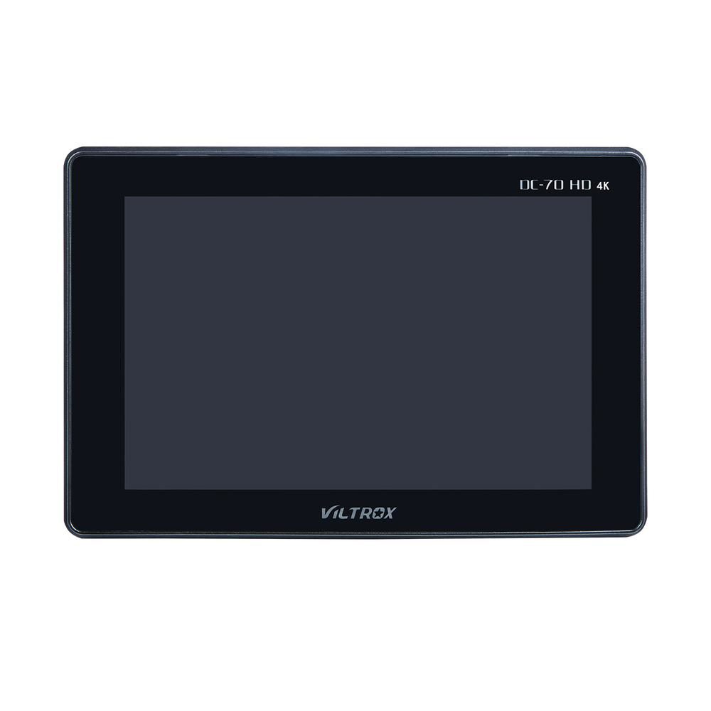 The Viltrox DC 70 HD LCD 7" monitor features a black bezel, large screen and side control buttons with front-facing view.