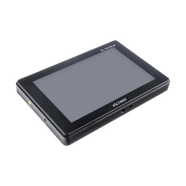 The black Viltrox DC 70 HD LCD 7" monitor with rectangular screen is displayed diagonally against a white background.