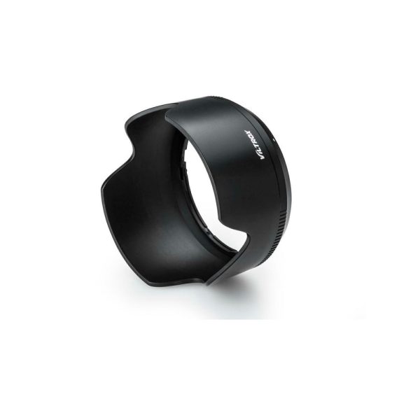 The Viltrox Hood 85mm is a black, petal-shaped camera lens cover with the Viltrox logo on the side against a white background.