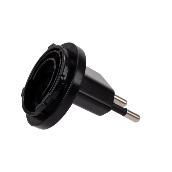 The Viltrox VL400T / VL600T power supply with a black, round base and two metal spikes, with a socket on one side, is shown on a white background.