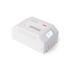 The Viltrox BP V99 6700mAh V-Mount battery is a compact white lithium battery with digital display and 99Wh capacity, ideal for electronic devices.