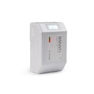 Rectangular Viltrox BP V99 6700mAh V-Mount battery with "99Wh" on the side, small display and ribbed sides, shown on a white background.