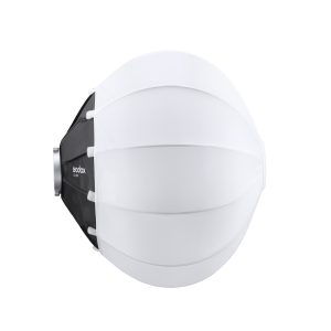 The Godox CS50D Lantern Softbox 50cm is a white, lantern-shaped diffuser with a black mount, ideal for softening studio lighting in photography and videography.
