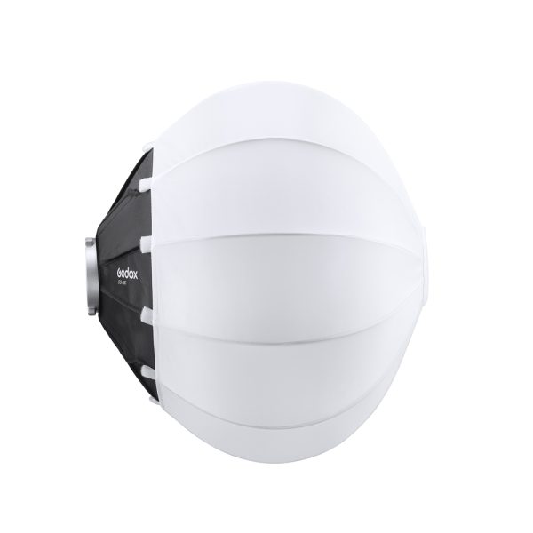 The Godox CS50D Lantern Softbox 50cm is a white, lantern-shaped diffuser with a black mount, ideal for softening studio lighting in photography and videography.