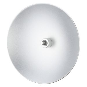 Godox Aluminum Sheet for Multifunctional Softbox S65T/S85T/S120T on pyöreä, hopeanvärinen metallilevy, jossa on kuvioitu pinta ja keskellä kierteitetty reikä valkoista taustaa vasten.