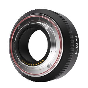 The Viltrox EF - FX1 PRO autofocus adapter with electronic keys, metal bayonet and black textured outer shell is shown on a white background.