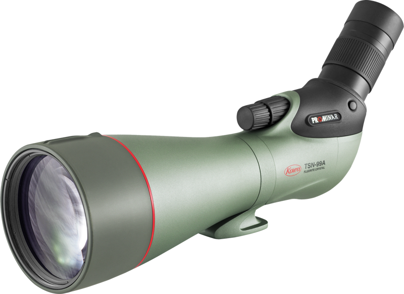 KOWA Spottingscope TSN-99A PROMINAR 30-70xW zoom on suurella linssillä varustettu vihreäkulmainen kaukoputki, joka on ihanteellinen luonnon tarkkailuun ja lintujen tarkkailuun.