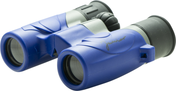 Lapsille suunniteltu Focus Junior 6x21 Blue/Grey -kiikari näkyy valkoisella pohjalla.