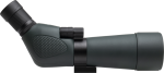 Focus Outdoor 20-60x60 + WF3950 kolmijalka on tummanvihreä ja musta tähtäinlasi, jossa on kuvioitu kahva, kulmikas okulaari, nupitetut tarkennus- ja zoomausrenkaat sekä kiinnike.