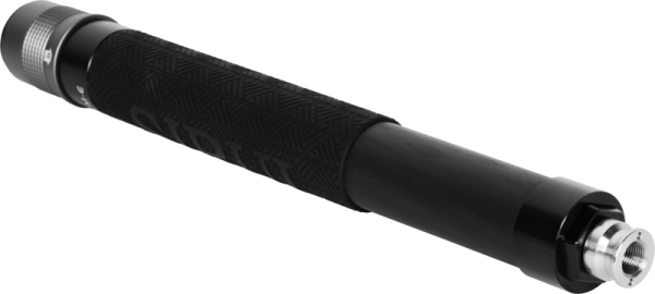 800q-02_127680 A compact carbon fibre Sirui extension tube with quick release hangs diagonally on a light grey base.