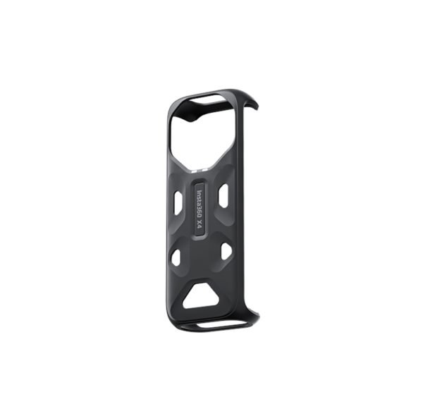 Insta360_X4_036 The black, minimalist Insta360 X4 Thermo Grip Cover is visible against a white background. This cover features cut-out parts and offers a sleek and lightweight design for your Insta360 X4 camera.