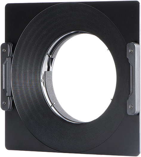 NiSi Filter Holder (180mm) The Canon 11-24mm f/4 L Disc Filter Holder is a square black holder with a large central circular opening and grooves designed for attaching lens filters in photography.