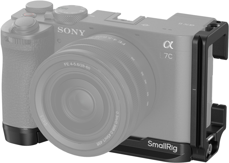 The SmallRig 4569 L-mount attaches to the base and side of the Sony Alpha 7C II or Alpha 7CR, providing more mounting options and better camera support.