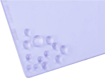 Close-up of the NiSi Filter Natural Night 100x100mm, showing its smooth, shiny, translucent, light purple surface with water droplets accumulated in one corner.