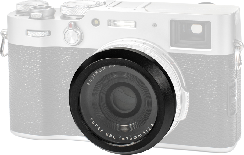NiSi filter Black Mist 1/4 for the Fujifilm X-100 series Black Fujifilm X-100 series is mounted with its black filter sharply in the foreground, while the rest of the camera body fades into the background.