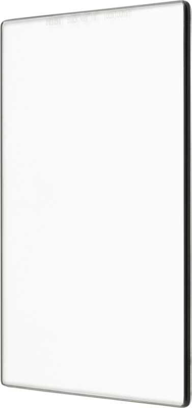 NiSi Square Black Mist 1/4 100x100mm is a rectangular, transparent glass filter with slightly rounded edges and patterned at an angle against a white background.