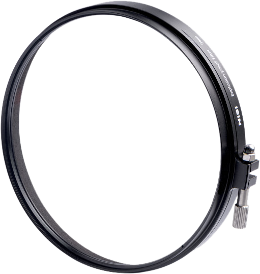 NiSi Cine Filter Explosion Proof Circular 95mm, black and circular, with clamping screw, visible against a white background. The NiSi trademark is shown on the edge.