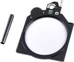 The NiSi Cine Filter Rotating CPL TRUE COLOR 4x5.65" disc filter with gear adjustment and separate cylindrical metal rod appear on a plain white background.