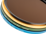 Close-up of three stacked NiSi Filter Swift System FS ND Kit (8+64+1000) 40.5-49mm grey filters, each with filter values and sizes marked on a white background. The text includes NiSi, Swift System and filter stop information.