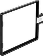 NiSi Matte Box C5 Filmmaker Kit on suorakulmainen musta kehys, jonka toisessa reunassa on metallinen klipsi, joka on suunniteltu esineiden pitämiseen tai kiinnittämiseen, kuvassa valkoista taustaa vasten.