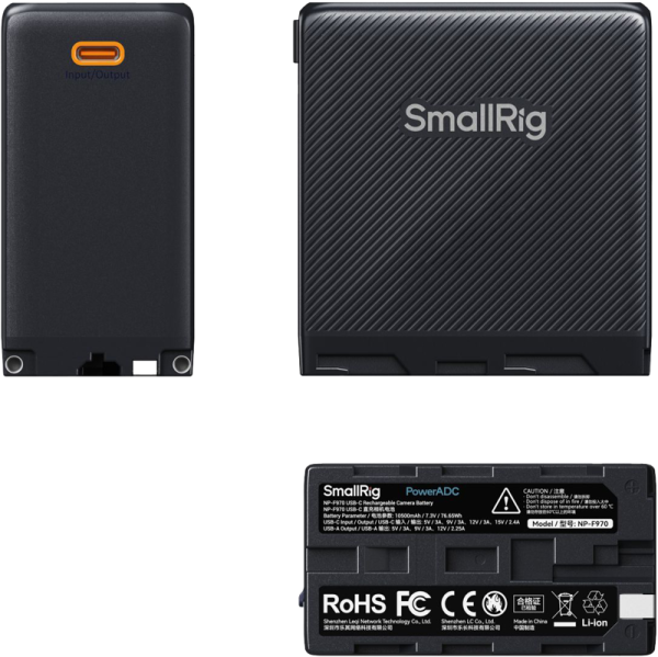 SmallRig 4469 USB-C Rechargeable Camera Battery NP-F970 (musta)