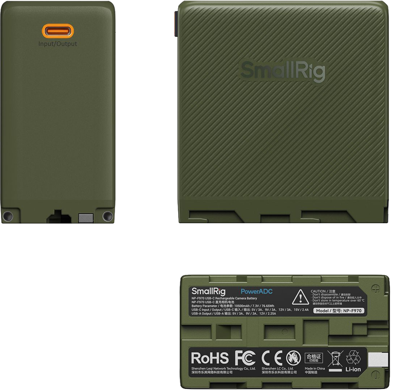 SmallRig 4577 USB-C Rechargeable Camera Battery NP-F970 (green)